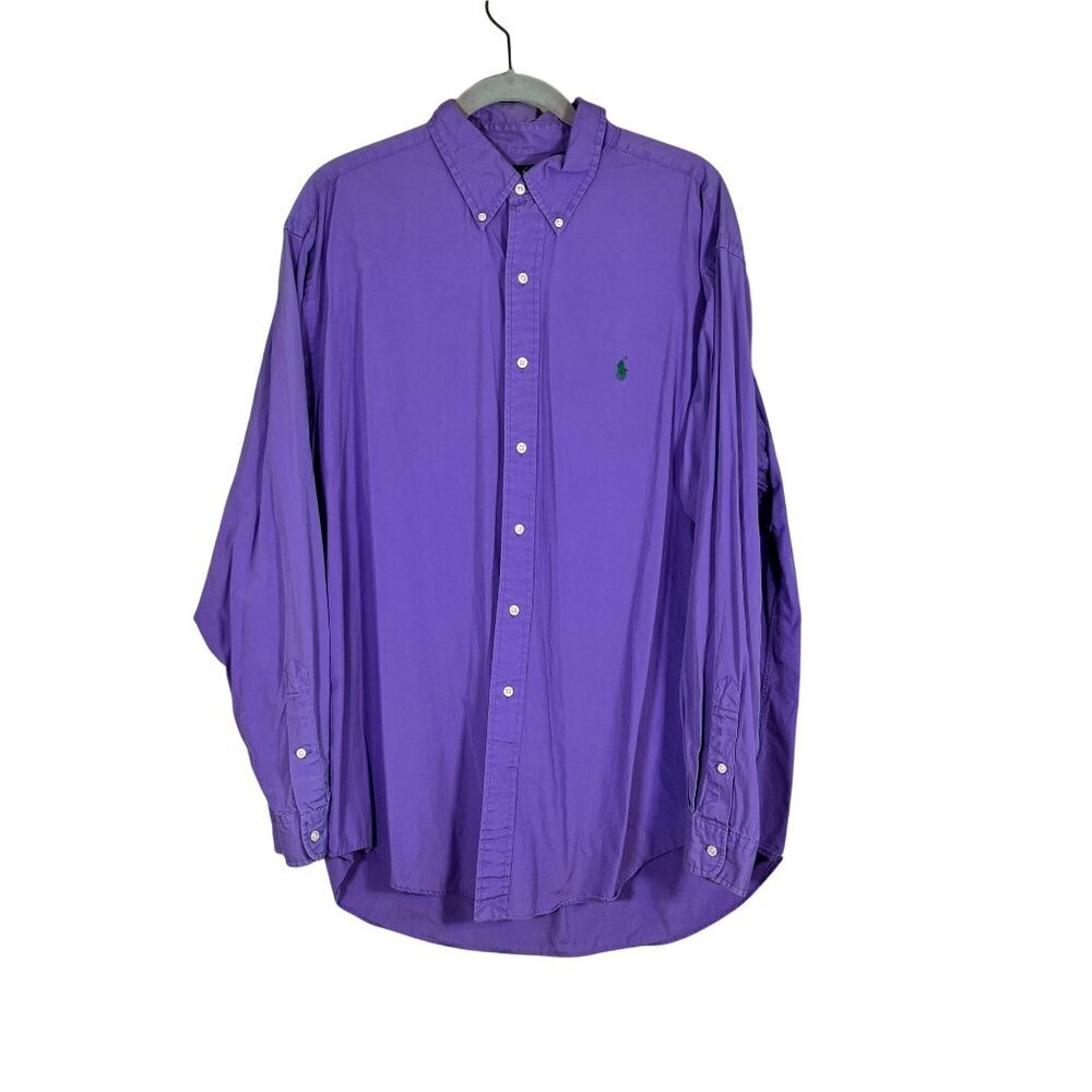 Ralph Lauren Shirt Classic Fit XL Purple Preppy Resort Work Wear Classic Solid